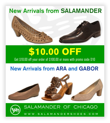 Salamander Shoes of Chicago HTML Emails in Chicago